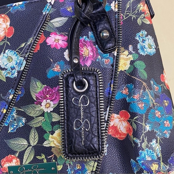 Jessica Simpson Black Floral Zipper Handbag - Picture 4 of 16